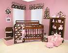 Blossom Baby Girls Crib Bedding Set & Accessories Brown & Pink Floral 