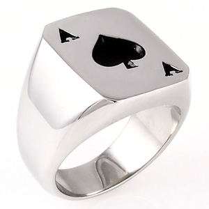   Ace of Spades 316L Stainless Steel Poker Luck Ring size 10  