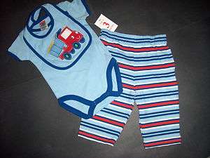 NEW NWT Baby Boy Set Outfit Pants T Bib clothes size 0/3/6/9 Months 