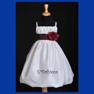 IVORY BURGUNDY WINE PARTY FLOWER GIRL DRESS 2 4 6 8 10  