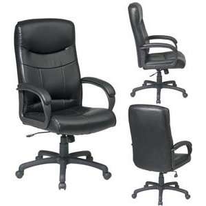   Executive Eco Leather Chair with Padded Loop Arms (Black Eco Leather