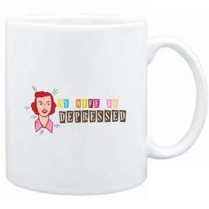  Mug White  My wife is depressed  Adjetives Sports 