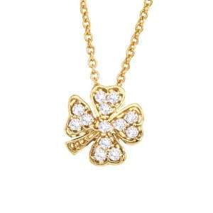   14k Yellow gold with White diamonds clover pendant necklace Jewelry
