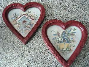 HOME INTERIORS Wall Plaques Pictures BIRDHOUSE hearts  