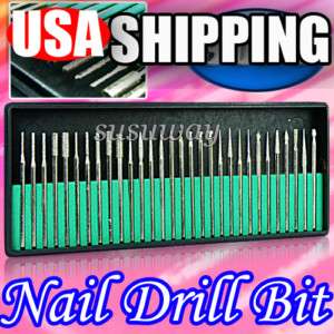 30X Electric Nail Art Acrylic Portable File Drill Pen Bits Salon DIY 