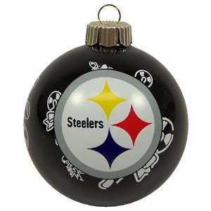 PITTSBURGH STEELERS OFFICIAL TEAM LOGO GLASS BALL CHRISTMAS ORNAMENT