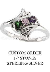 Mothers Birthstone Ring in Sterling Silver 1 7 Stones  