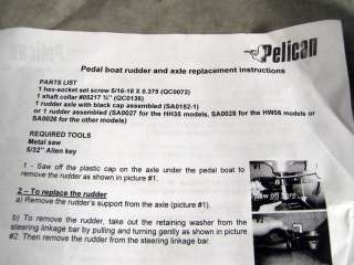 Pelican Pedal Boat Rudder & Axle PS0135 NEW  