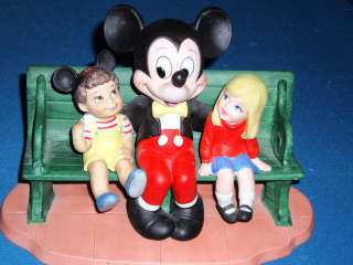 Mickey Mouse Boy & Girl Sitting on Bench Figurine Rare  