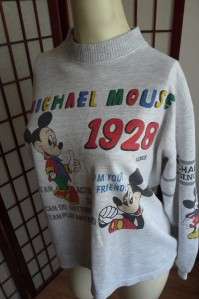 70 80s Vtg MICHAEL Mickey MOUSE 1928 Collector Sweatshirt Crew Neck 