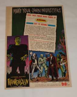 1963 Aurora MAKE YOUR OWN MONSTERS ad page ~ Frankenstein, Dracula 