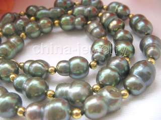 Beautiful 19 15mm green baroque FW pearl necklace  