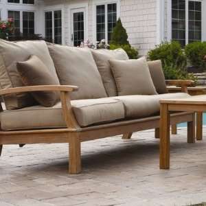   Monterey Deep Seating 3 Seater Sofa Fabric Teak Patio, Lawn & Garden