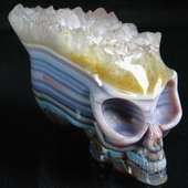 RECOMMEND Druse Agate Alien Carved Crystal Skull