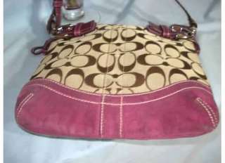 AUTHENTIC COACH ROYAL PURPLE SIGNATURE CANVAS AND SUEDE AND LEATHER 