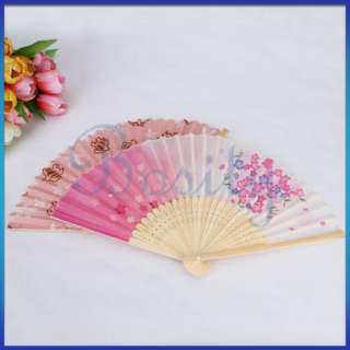   Hand Held Folding Handheld Fan Favor Flower Chinese Bamboo Fan  