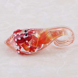CUTE RED FROG ON LEAF LAMPWORK GLASS PENDANT jpd166  
