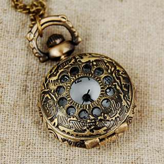Bronze pierced small circles pocket quarz watch G1105  