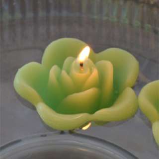 12 Lime Green floating rose candles wedding party  