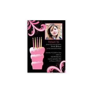  Pink Cake Sweet 16 Birthday Invitation Health & Personal 