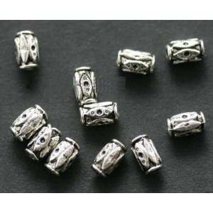  #99917 Silver   7x4mm Drum Tube Beads Antique Silver Lead 