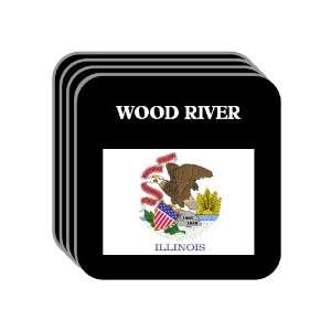  US State Flag   WOOD RIVER, Illinois (IL) Set of 4 Mini 