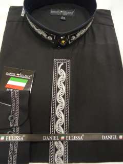   Ellissa Embroidered Banded Collar less Nehru Dress Shirt DS3113C