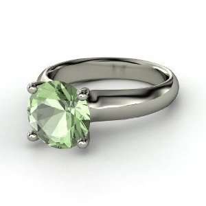    Bardot Ring, Round Green Amethyst Sterling Silver Ring Jewelry