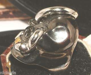 18 carat BLACK WHITE GOLD LARGE DIAMOND SKULL RING  