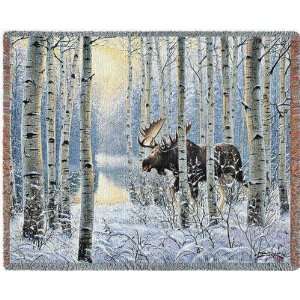  On The Move Moose Tapestry Afghan Throw
