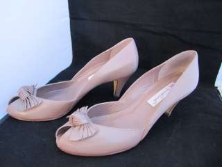 Vintage Peep Toe Shoes Leather Heels Pumps Swing 1940s Inspired VLV 