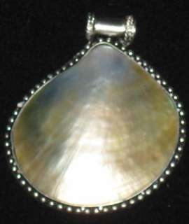Natural ABALONE Shell Pendant set in Bali Silver #129  