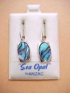 ANZAC SEA OPAL Silver Earrings Paua Shell Jewelry  