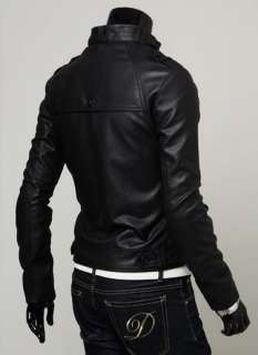 NWT Mens Slim Top Designed Sexy PU Leather Short Jacket E400 2color 4 