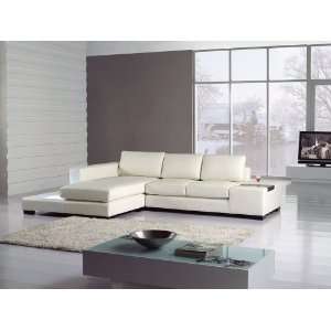  Newport Compact White Leather Sectional