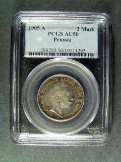 1905 A Prussia 2 Mark PCGS AU50 COIN  