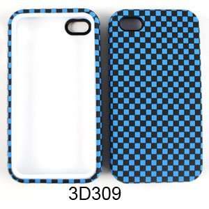  Apple Iphone 4 4S Jelly Case 3D Embossed Blue / Black 