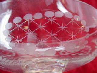 Antique Etched Crystal CHAMPAGNE GLASS (Turn it over) Rose Flower Vase 