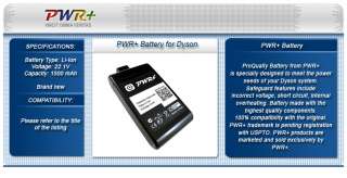 PWR+® BATTERY FOR DYSON DC16 912433 04 912433 04 ANIMAL ISSEY DC 16 