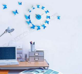 New Art Style Three dimensional DIY Butterfly Wall Clock Clocks Sky 
