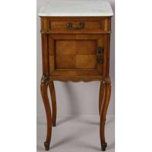  Nice Antique French Country Louis XV Marble Nightstand 