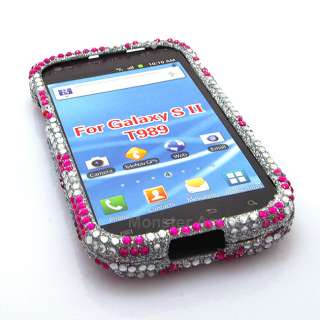 Diamond Pink Zebra Bling Hard Case Cover Samsung Galaxy S2 T989 T 