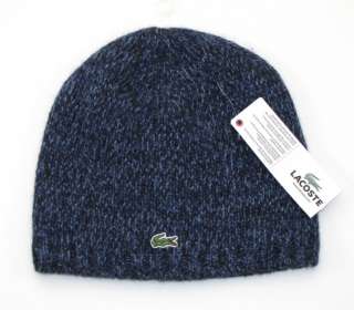 NWT Authentic LACOSTE Womens Wool Hat Beanie Blue Croc New  