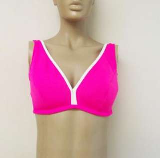 60s Vtg Neon Pink Pointed Bikini Pin Up Swimsuit Top XS  
