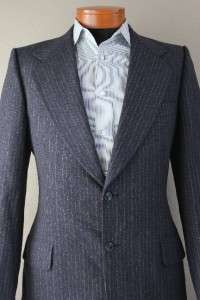 Lanvin Paris Navy Wool Pinstripe Blazer, Sport Coat, Jacket, Size 40 