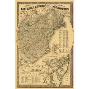  WASHINGTON DC 500 MILES AROUND CIVIL WAR MAP 1861
