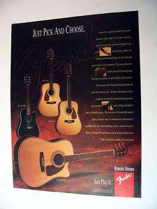 Fender DG Series Acoustic Guitars 1996 print Ad  