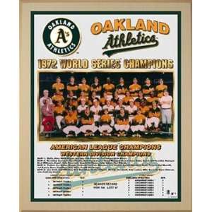 1972 Oakland Athletics World Series Championship Team Photo Plaque 