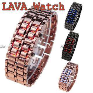  man lady Lava Iron Samurai Metal LED Faceless Bracelet Watch  