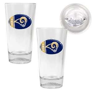  St Louis Rams 2pc Pint Ale Glass Set with Football Bottom 